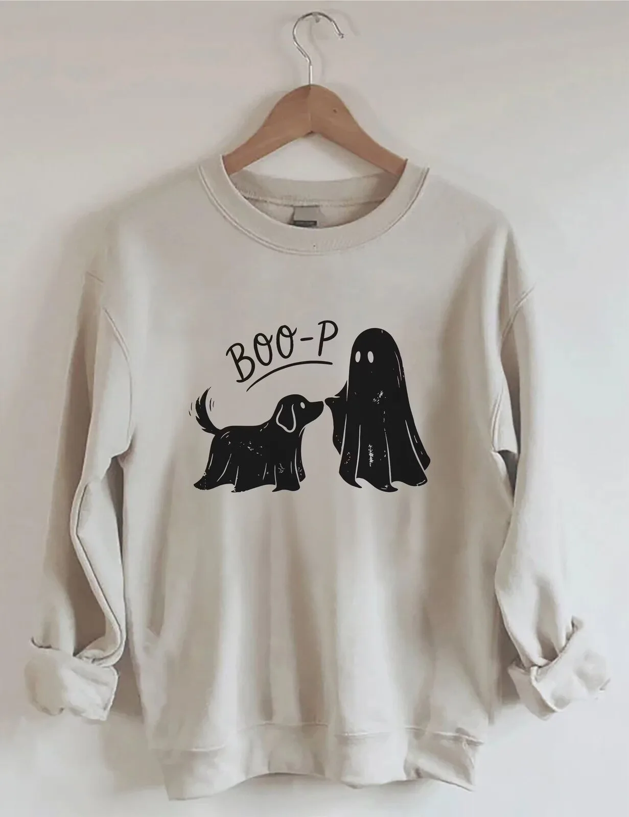 Boo P Ghost Dog Funny Halloween Spooky Pet Lover Sweatshirt