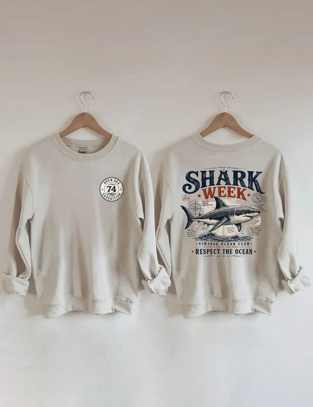 Vintage Shark Week Ocean Club Respect The Ocean Expedition Sweatshirt