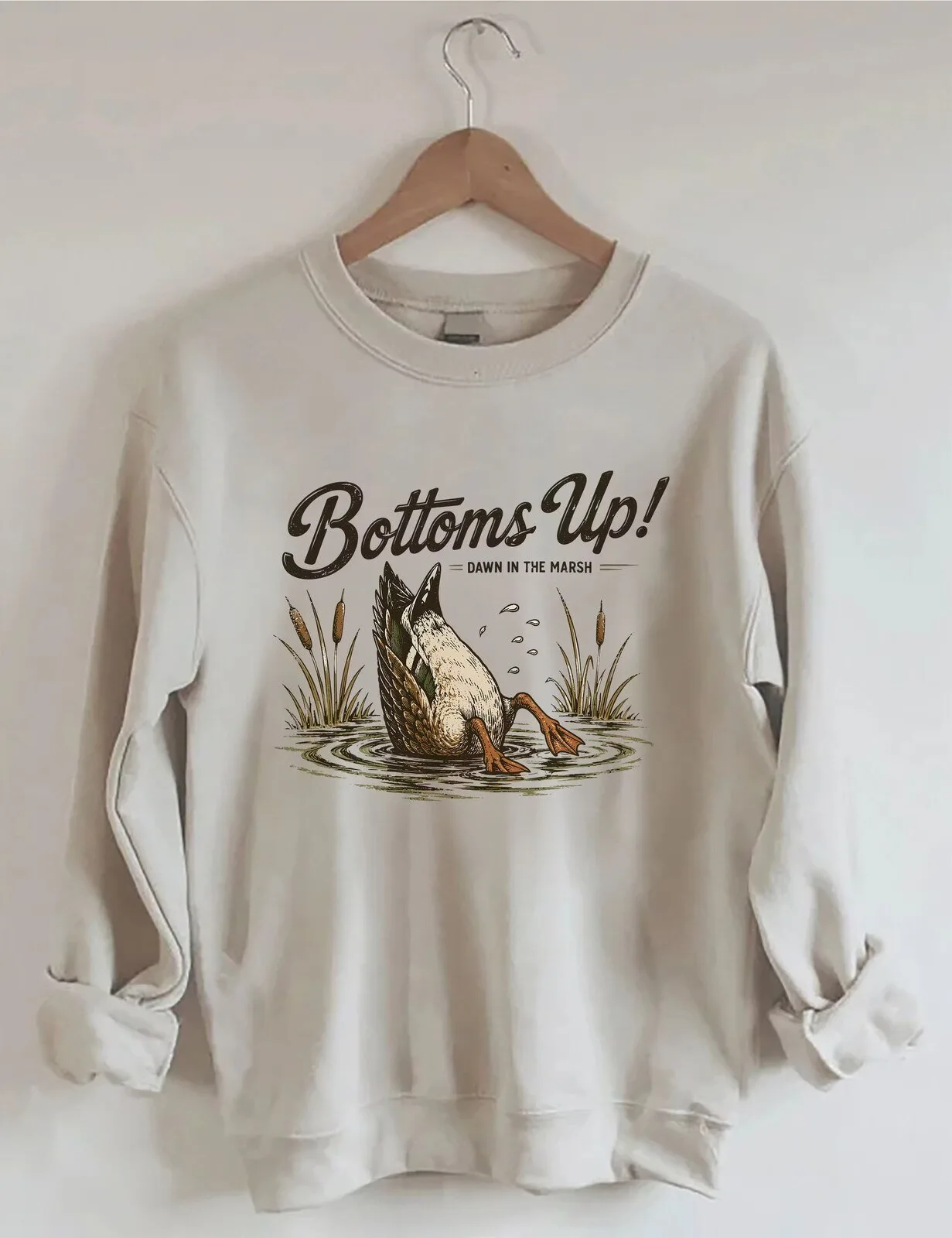 Bottoms Up Mallard Duck Hunting Dawn in the Marsh Sweatshirt 1 Bottoms Up Mallard Duck Hunting Dawn in the Marsh Sweatshirt