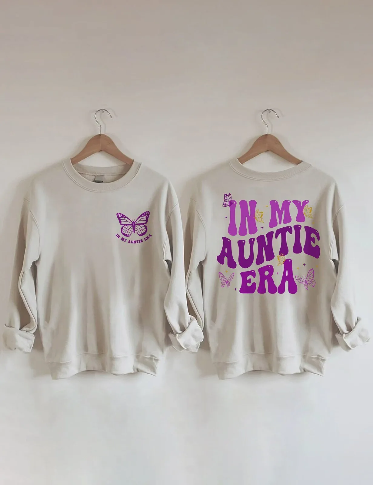 In My Auntie Era Butterfly Graphic Crewneck Sweatshirt for Women